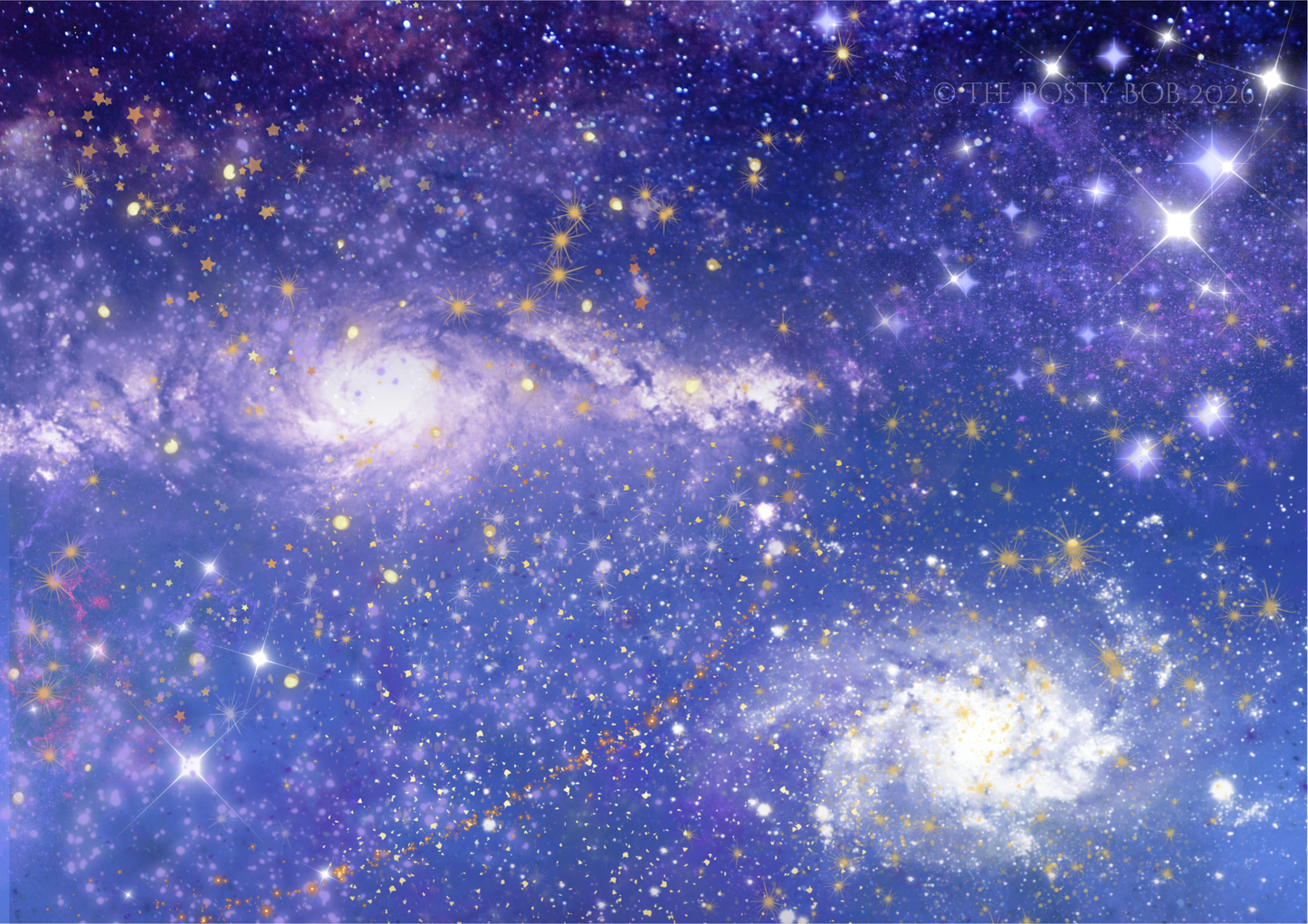 Golden Stardust Sky – Cosmic Wall Art Digital Download