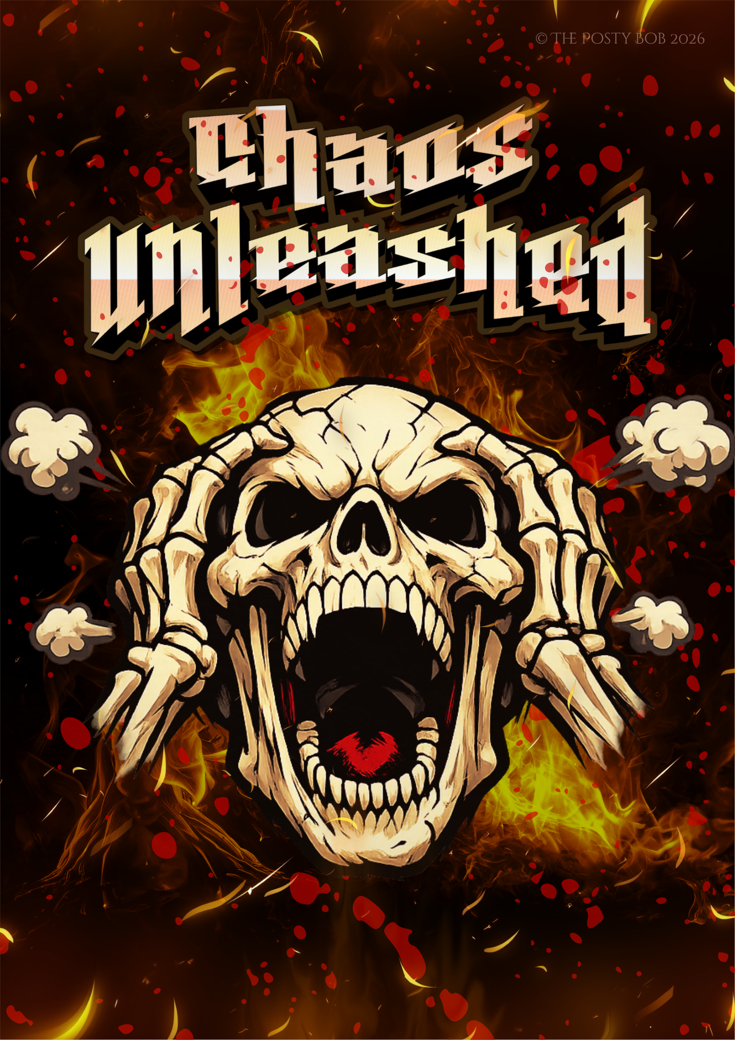 Chaos Unleashed – Fiery Skull Statement Poster Digital Download