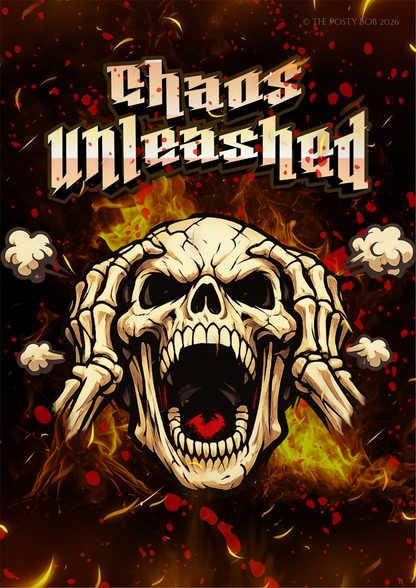 Chaos Unleashed – Fiery Skull Statement Poster Digital Download