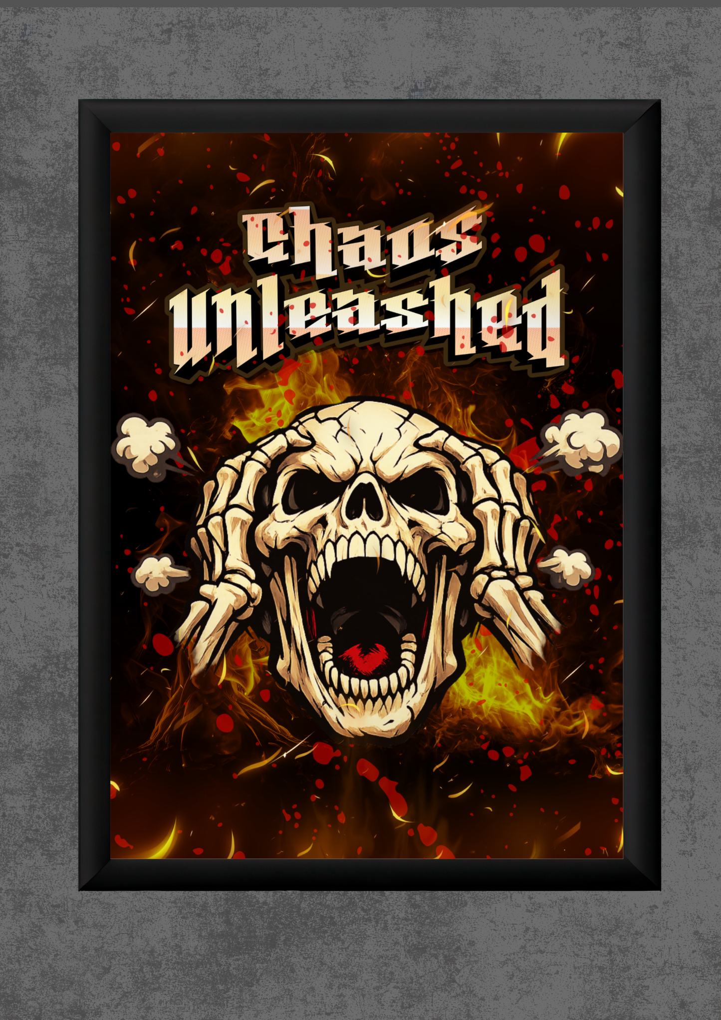 Chaos Unleashed – Fiery Skull Statement Poster Digital Download